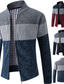 cheap Men&#039;s Cardigan Sweater-Men&#039;s Cardigan Sweater Ribbed Knit Knitted Color Block Standing Collar Warm Ups Modern Contemporary Daily Wear Going out Clothing Apparel Fall &amp; Winter Red Blue M L XL / Long Sleeve / Long Sleeve