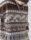 tanie sweter męski sweter-Męskie Sweter Sweter Fair Isle Pulower Prążkowany Robić na drutach Skrócona długość Dzianiny Zwierzę Wycięcie pod szyją Zatrzymujący ciepło Współczesny współczesny Praca Dzienne zużycie Odzież Jesie