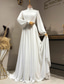 preiswerte lässige Brautkleider-Halle Vintage 1940er  1950er Freizeit Brautkleider A-Linien Hoher Hals Langarm Gerichtsschleppe Chiffon Brautkleider Mit Falten Einfarbig