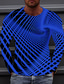 Недорогие Мужские футболки с 3D принтами-Муж. Футболка 3D-печати Графические принты Вырез под горло Зеленый Синий Лиловый Желтый Винный 3D печать на открытом воздухе Для улицы Длинный рукав С принтом Одежда