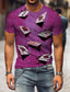 levne Pánská 3D trička-pánské tričko vzorované poker kulatý výstřih krátký rukáv šedá fialová žlutá párty denní potisk trička ležérní grafická trička