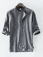 baratos camisas masculinas casuais-Camisa lisa de verão casual de gola henley masculina 3/4 botão para baixo confortável meia manga retrô camisas macias cinza
