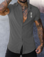billiga fritidsskjortor för män-Herr Skjorta Sommarskjorta Bokstav Nedvikt Gul Marinblå Grå Gata Ledigt Kortärmad Button-Down Kläder Mode Ledigt Bekväm