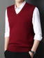 cheap Sweater Vests-Men&#039;s Sweater Vest Wool Sweater Pullover Sweater Jumper Ribbed Knit Knitted Solid Color V Neck Modern Contemporary Work Daily Wear Clothing Apparel Sleeveless Spring &amp;  Fall Camel Black M L XL