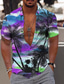 abordables Camisas hawaianas-Hombre Camisa camisa hawaiana Árbol de coco Paisaje Aloha Cuello Vuelto Blanco + rojo Púrpula Claro Morado Naranja Arco Iris Print Exterior Calle Manga Corta Abotonar Estampado Ropa Moda Hawaiano