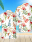 baratos Camisas havaianas-Homens Camisa Social Camisa havaiana camisa de verão Camiseta Aloha Floral Estampas Abstratas Aberto para a Lateral Branco Vermelho Azul Marinha Azul Impressão 3D Ao ar livre Rua Manga Curta Botão