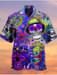 billige Hawaiiskjorter-Herre Skjorte Sommer skjorte Hawaii skjorte Grafisk Dødningehoveder Aftæpning Rød Blå Lilla Grøn Trykt mønster udendørs Gade Kortærmet Knap ned Tøj Hawaiiansk Designer Afslappet Bekvem