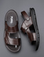 cheap Men&#039;s Sandals-Men&#039;s Sandals Slingback Sandals Beach Daily Walking Shoes Cowhide PU Breathable Wear Proof Dark Brown Black Summer