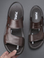 ieftine Sandale Bărbați-Bărbați Sandale Sandale Slingback Stiluri de Plajă Zilnic Plimbare Piele PU Respirabil Rezistență la uzură Maro Închis Negru Vară