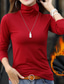 cheap Women&#039;s T-shirts-Women&#039;s T Shirt Undershirt Bottoming Shirt Basic Plain Regular Tops Long Sleeve Turtleneck High Neck Regular Fit Daily Weekend Turtleneck burgundy plus velvet turtleneck black fleece Turtleneck