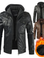 cheap Men’s Furs &amp; Leathers-Men&#039;s Faux Leather Jacket Biker Jacket Daily Wear Work Winter Long Coat Regular Fit Warm Casual Casual Daily Jacket Long Sleeve Pure Color With Belt Brown Gray Black