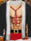 voordelige heren kerst t-shirt-Voor heren T-shirt Kerstman Grafische prints Strakke ronde hals Zwart Rood Oranje Groen 3D-afdrukken Buiten Kerstmis Lange mouw Afdrukken Kleding Ontwerper Basic Casual Ruwe kerst