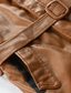 זול פרווה ועורות-בגדי ריקוד גברים ז&#039;קטים מעור לבוש יומיומי עבודה חורף ארוך מעיל רגיל שמור על חום הגוף יום יומי יום יומי קז&#039;ואל Jackets שרוול ארוך צבע אחיד עם חגורה חום קפה שחור