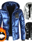 cheap Men&#039;s Downs &amp; Parkas-Men&#039;s Down Jacket Puffer Jacket Winter Jacket Parka Warm Work Daily Wear Pure Color Outerwear Clothing Apparel Black Blue Silver