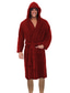 cheap Pajamas-mens bathrobes big and tall contrast color warm fleece robe with hood flannel fuzzy mid length robes for men gifts