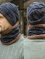 abordables Chapeaux Homme-2 pièces/ensemble hiver bonnet chapeaux écharpe ensemble chaud tricot chapeau cache-cou avec épais polaire doublé hiver chapeau et écharpe pour hommes femmes
