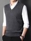 cheap Sweater Vests-Men&#039;s Sweater Vest Wool Sweater Pullover Sweater Jumper Ribbed Knit Knitted Solid Color V Neck Modern Contemporary Work Daily Wear Clothing Apparel Sleeveless Spring &amp;  Fall Camel Black M L XL