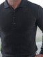 voordelige gebreide polotrui-Voor heren POLO Shirt Golfshirt Effen Strijkijzer Zwart Geel Leger Groen Khaki Lichtgrijs Casual Dagelijks Lange mouw Button-omlaag Kleding Modieus Streetwear