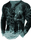 abordables T-shirts graphiques pour hommes-Homme T shirt Tee Tee Graphic Humain Col Vert Noir Bleu Violet Jaune 3D effet Extérieur Plein Air manche longue Lacet Imprimer Vêtement Tenue basique Design Casual Classique