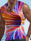 זול חולצות תלת מימד לגברים-בגדי ריקוד גברים גופייה גראפי הדפסת 3D צווארון V ביגוד הדפסת תלת מימד יומי חופשה ללא שרוולים הדפסת תלת מימד מעצב יום יומי נוח