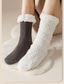 voordelige heren sokken-Voor heren 1 paar Sherpa gevoerde sokken Kousen Pantoffelsokken Effen Kleur Huis Warm Winter Zwart khaki Lichtgrijs