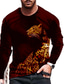 halpa Miesten 3D-T-paidat-Miesten T-paita Suunnittelija 1950-luku Vapaa-aika Pitkähihainen Viini Mustavalkoinen Musta Eläin Leopardi Graafiset tulosteet Painettu Tiukka pyöreä kaula-aukko Päivittäin Pyhäpäivä Painettu