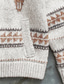 cheap Men&#039;s Cardigan Sweater-Men&#039;s Knit Pocket Retro Totem Turndown Streetwear Casual Street Daily Clothing Apparel Winter Gray S M L / Long Sleeve