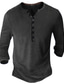 Χαμηλού Κόστους ανδρικά πουκάμισα henley-Ανδρικά Πουκάμισο Henley Μπλουζάκι Συμπαγές Χρώμα Λαιμόκοψη V Μαύρο Θαλασσί Σκούρο γκρι Δρόμος Αθλητικά Μακρυμάνικο Κουμπί-Κάτω Ρούχα Βασικό Υψηλής Ποιότητας Καθημερινό Άνετο