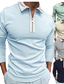 tanie klasyczna koszulka polo-Męska koszula golfowa jednokolorowy kołnierzyk ulica codzienny zamek błyskawiczny bluzki z długim rękawem bawełniana odzież sportowa moda codzienna wygodny niebieski/jesień/zima/lato