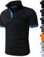 billiga klassisk polo-Herr POLO Shirt Golftröja Utomhus Ledigt Polokrage Kortärmad Klassisk Färgblock Knapp Fram Button-Down Sommar Normal Svart / röd Svart Vit Gul Blå Orange POLO Shirt