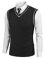 cheap Sweater Vests-Men&#039;s Knit Sweater Vest Black Blue Pullover Sweater Jumper Cable Knit Layered Glitter Solid Color V Neck Ethnic Style Vintage Style Daily Drop Shoulder Winter Fall  S M L