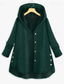 cheap Coats &amp; Trench Coats-Women&#039;s Plus Size Parka Button Pocket Plain Outdoor Causal Long Sleeve Hooded Regular Winter Fall Dark Green Dark Blue Red L XL XXL 3XL 4XL