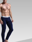 cheap Sleep Bottom-Men&#039;s Long Johns Thermal Underwear Thermal Pants Pure Color Basic Simple Casual Home Daily Polyester Warm Breathable Long Pant Pant Elastic Waist Winter Fall Black Blue