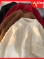 abordables pull-over pour hommes-Homme Pull Gauffré Tricoter Découpé Tricoté Couleur unie Col Ras du Cou basique à la mode Extérieur du quotidien Vêtement Tenue Hiver Automne Noir Rouge S M L