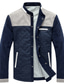 baratos Blusões e Parkas para Homem-jaqueta acolchoada masculina com colarinho de botões contrastantes (grande, cinza marinho)