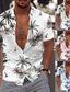 baratos Camisas Estampadas Masculinas-Homens Camisa Social Camisa havaiana camisa de verão Camisa Gráfica Coqueiro Aloha Aberto para a Lateral Rosa Claro Branco Azul Marinha Estampado Ao ar livre Rua Manga Curta Botão para baixo Imprimir