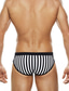 cheap Men&#039;s Underwear-Men&#039;s 1pack Swim Briefs Swimsuit Swimwear Print Antibacterial Leak Proof Stripe Mid Waist Black