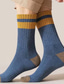 voordelige heren sokken-Voor heren 5 paar Sokken Crew Sokken Casual sokken Modieus Comfortabel Katoen Kleurenblok Gestreept Casual Dagelijks Warm Herfst winter Zwart blauw