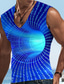 billiga T-shirts med 3D-tryck till herrar-Herr Linne Grafisk 3D Print V-hals Kläder 3D-tryck Dagligen Semester Ärmlös 3D-utskrift Designer Ledigt Bekväm