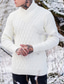 billige sweater til mænd-Herre Bluse Pullover trøje Rillet Strikke Beskåret Strikket Dobbeltknappet krave Moderne Moderne Dagligdagstøj I-byen-tøj Tøj Efterår vinter Hvid Blå S M L