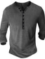 billige henley skjorter til mænd-Herre Henley-skjorte T-shirt Helfarve V-hals Sort Blå Mørkegrå Gade Sport Langærmet Knap ned Tøj Basale Designer Afslappet Bekvem