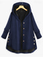 cheap Coats &amp; Trench Coats-Women&#039;s Plus Size Parka Button Pocket Plain Outdoor Causal Long Sleeve Hooded Regular Winter Fall Dark Green Dark Blue Red L XL XXL 3XL 4XL