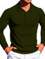 voordelige gebreide polotrui-Voor heren POLO Shirt Golfshirt Effen Strijkijzer Zwart Geel Leger Groen Khaki Lichtgrijs Casual Dagelijks Lange mouw Button-omlaag Kleding Modieus Streetwear