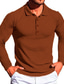billige strikket polo genser-Herre POLO T-skjorte Golf skjorte Ensfarget Aftæpning Svart Gul Militærgrønn Kakifarget lysegrå Avslappet Daglig Langermet Knapp ned Klær Mote Gatemote