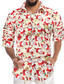 お買い得  メンズ3Dシャツ-男性用 シャツ 雪だるま グラフィック スノーフレーク柄 折襟 R 白 + 赤 ブラック 白 + グレー ルビーレッド 3Dプリント クリスマス ストリート 長袖 ボタンダウン プリント 衣類 ファッション デザイナー カジュアル ソフト