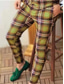 tanie Chinosy-Męskie Garnitury Typu Chino Spodnie Kieszeń Kratka Oddychający Na zewnątrz Biznes Codzienny Retro / vintage Formalny Zielony Fioletowy Średnio elastyczny