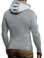 tanie męski sweter rozpinany-Męskie Sweter Sweter Rozpinany Masywny Robić na drutach Dzianiny Kaptur Wyjściowe Weekend Odzież Zima Jesień Biały Czarny S M L