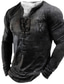 tanie T-shirty 3D męskie-Męskie Podkoszulek Koszulki Graficzny Krzyż templariuszy Henley Czarny Jasnobrązowy Brązowy Ciemnoszary Druk 3D Knight Puszysta Na zewnątrz Ulica Długi rękaw Wiązanie Nadruk Odzież Podstawowy