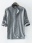 billiga fritidsskjortor för män-mäns henley-ringad avslappnad sommarskjorta enfärgad skjorta 3/4 knapp ner bekväma halvärm retro mjuka skjortor grå