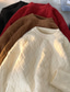 tanie sweter męski sweter-Męskie Sweter sweter Gofrowana Robić na drutach Skrócona długość Dzianiny Jednokolorowe Półgolf Podstawowy Elegancki Na zewnątrz Codzienny Odzież Zima Jesień Czarny Czerwony S M L